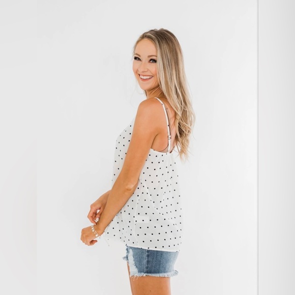 Polka Dot Scallop Tank Top- Off
White & Black - Picture 3 of 8